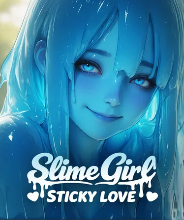 Nimea the glowing blue slime girl smiling, her hair dripping like water