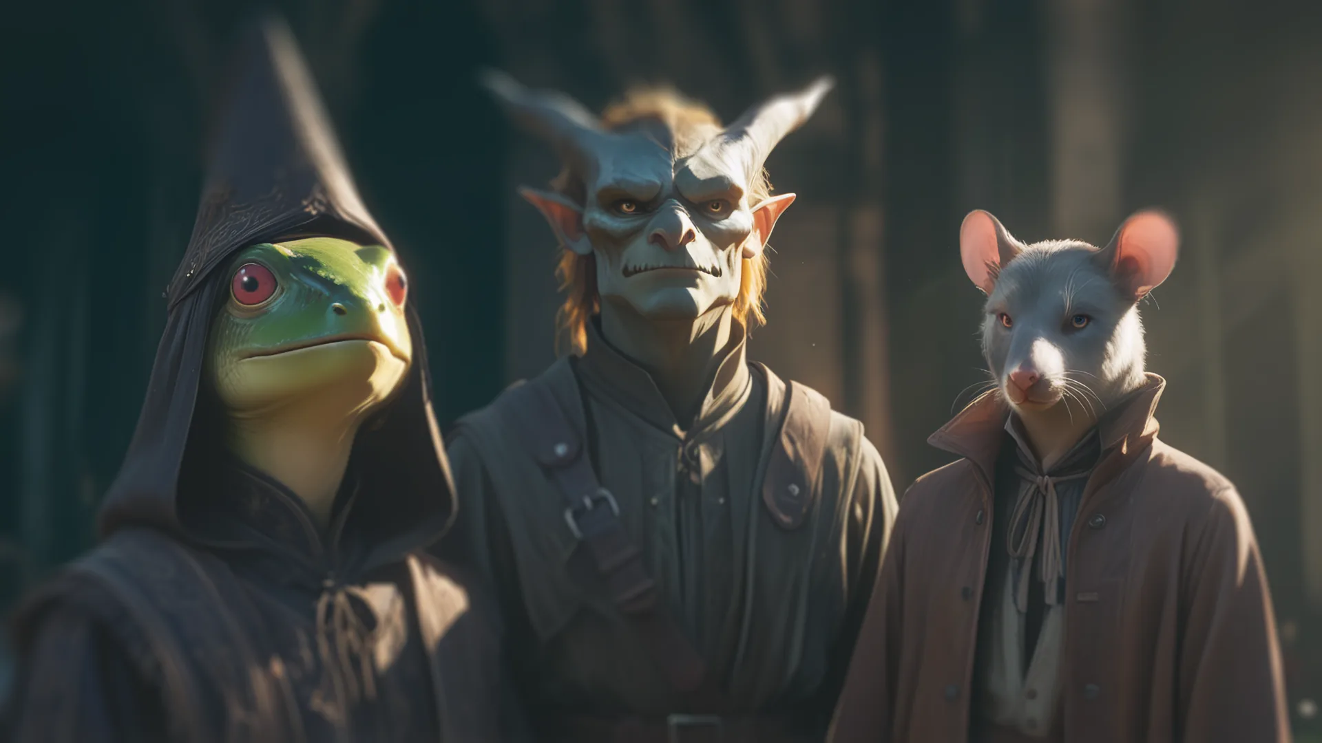 A council of frog, gargoyle, and rat folk convene in the gothic court of Vampire Mistress