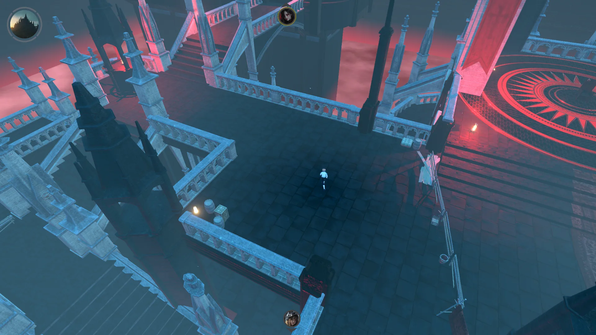 Overhead point-and-click exploration in the gothic castle of Vampire Mistress